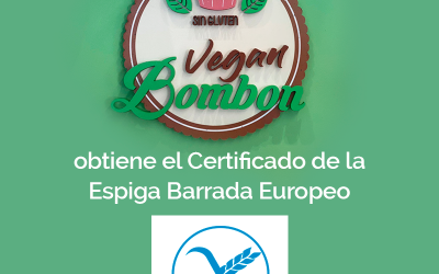 Sin Gluten Vegan Bombón obtiene el Certificado Europeo de fabricación sin gluten de la espiga barrada